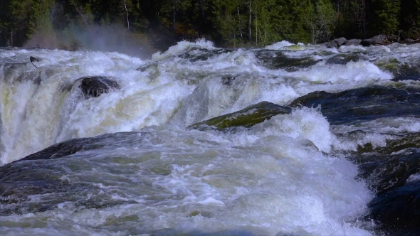 Ristafallet Waterfall in the Western Part of Jamtland