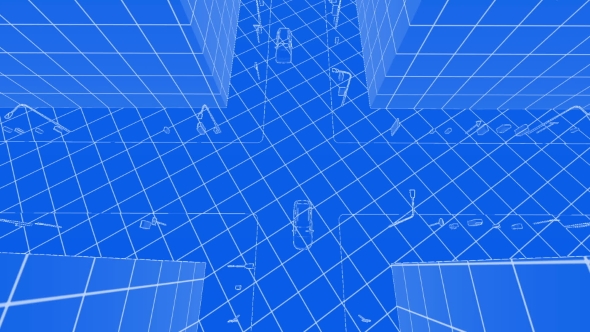 Abstract Blueprint of Contemporary Buildings and Traffic Cars alt