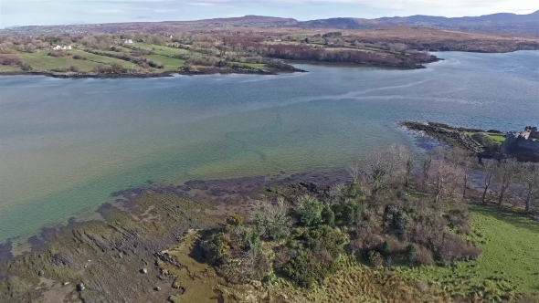 Aerial of the Historic Doe Castle, Donegal, Ireland