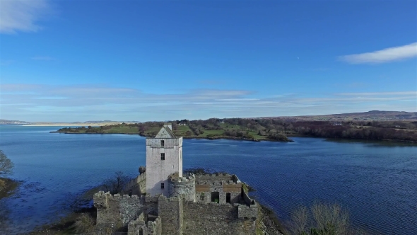 Aerial of the Historic Doe Castle, Donegal, Ireland