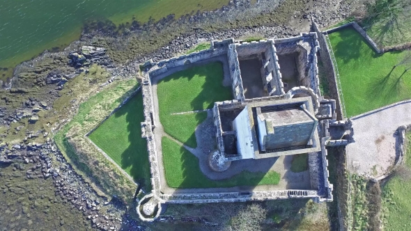 Aerial of the Historic Doe Castle, Donegal, Ireland