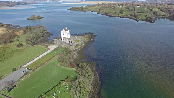 Aerial of the Historic Doe Castle, Donegal, Ireland