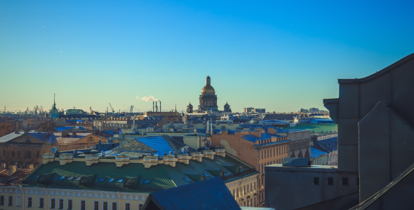 panorama on the roofs in St. Petersburg