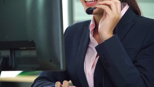 Business People Wearing Headset Working in Office