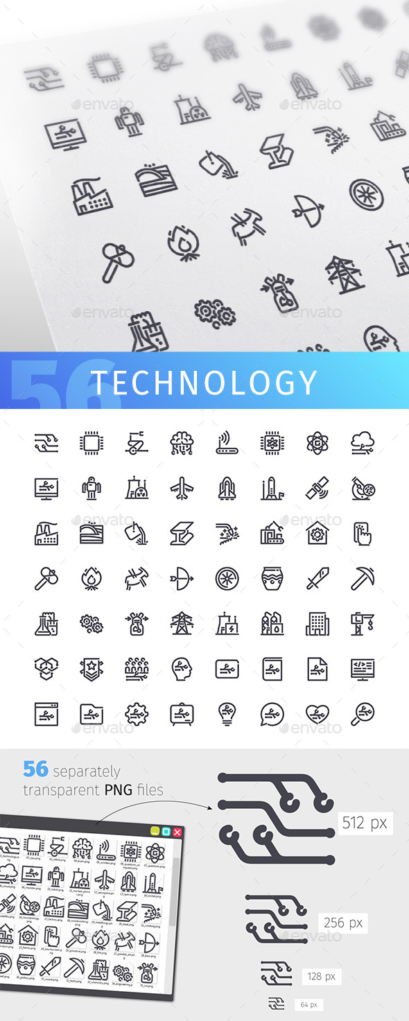 Technology Line Icons Set