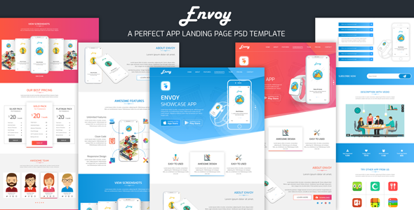 Envoy - App Landing PSD Template