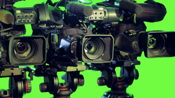 Professional Isolated Cameras on a Green Screen.