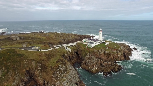 Aerial View of the Historic Fanadhead Lighthouse, Donegal, Ireland