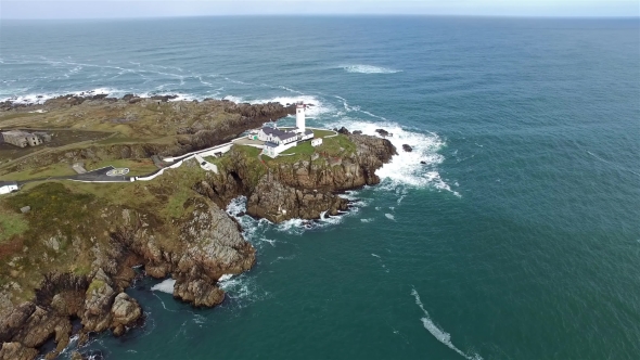 Aerial View of the Historic Fanadhead Lighthouse, Donegal, Ireland