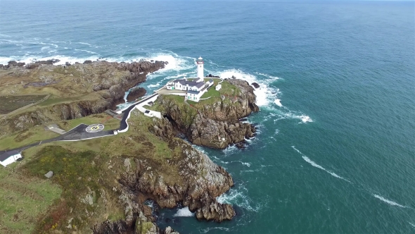 Aerial View of the Historic Fanadhead Lighthouse, Donegal, Ireland