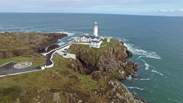 Aerial View of the Historic Fanadhead Lighthouse, Donegal, Ireland