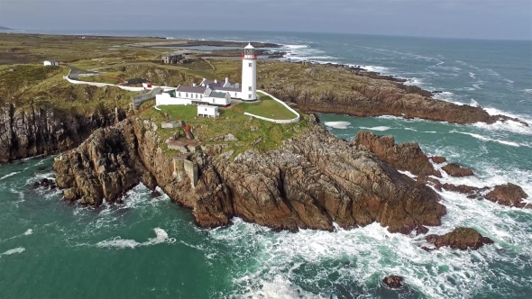 Aerial View of the Historic Fanadhead Lighthouse, Donegal, Ireland