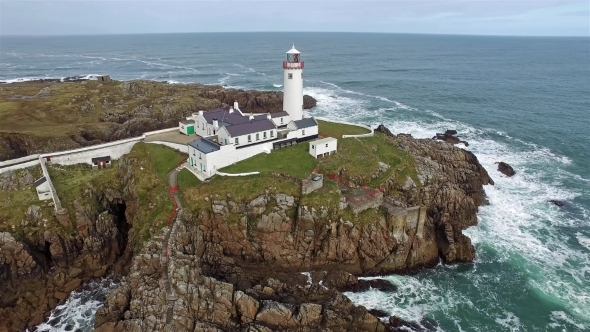 Aerial View of the Historic Fanadhead Lighthouse, Donegal, Ireland