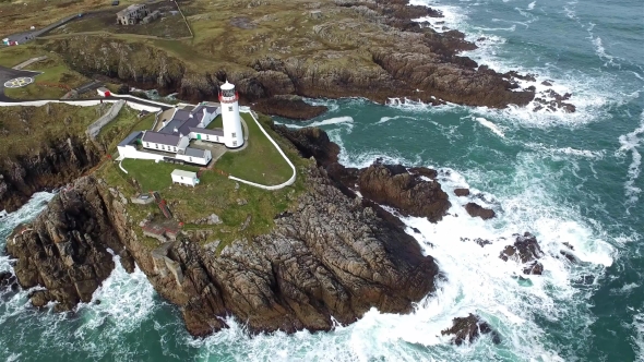 Aerial View of the Historic Fanadhead Lighthouse, Donegal, Ireland