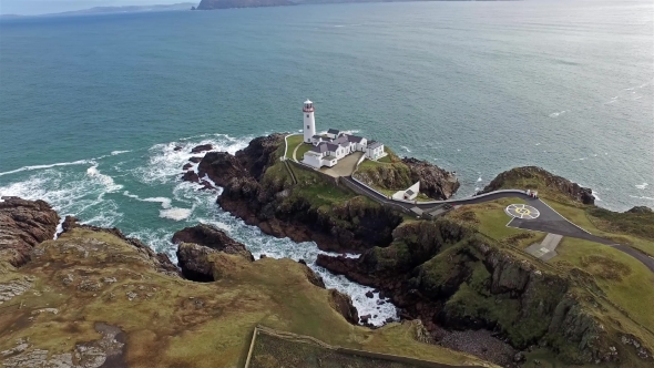 Aerial View of the Historic Fanadhead Lighthouse, Donegal, Ireland