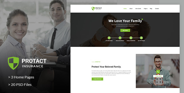 Protact | Insurance Agency & Business PSD Template