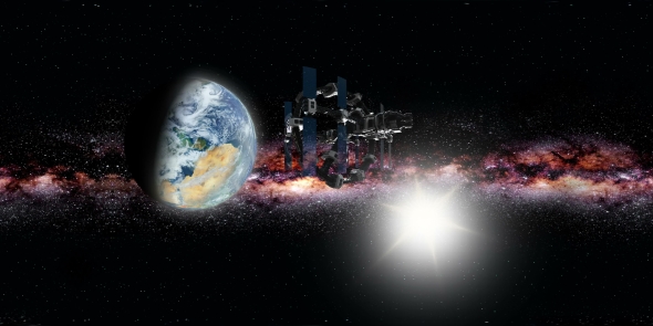 International Space Station Orbiting Earth in Virtual Reality alt