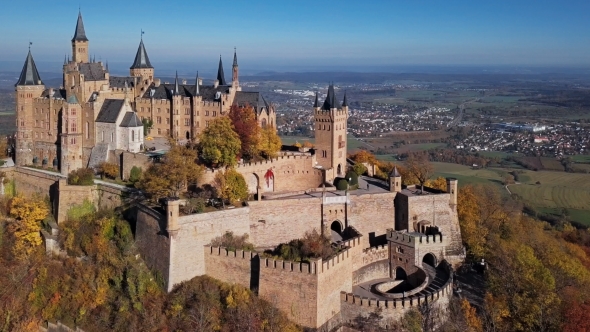 Flight Around Hohenzollern Castle in Germany