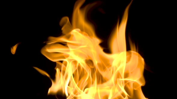 Fire and Flames Burning on a Reflective Glass Surface, in  with a Black Background, with the Flame