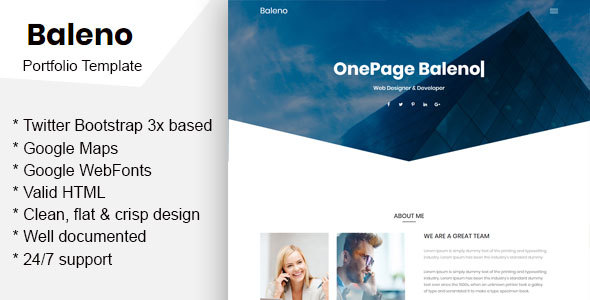 Baleno – One Page Portfolio Template