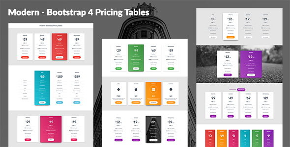 Modern - Bootstrap 4 Pricing Tables