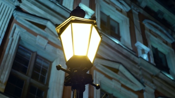 Night Winter Street Lamp