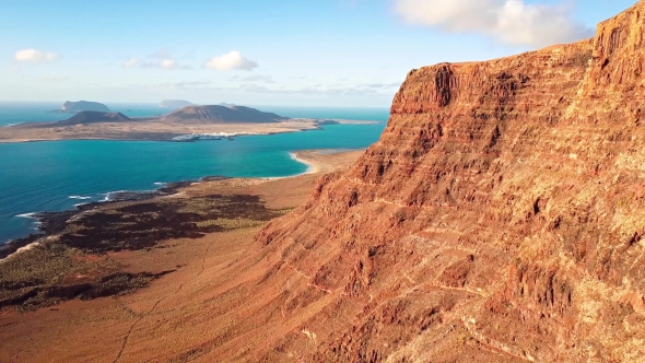 Aerial View Near Mirador Del Rio Viewpoint, Lanzarote, Canary Islands, Spain