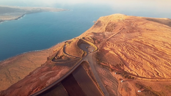 Aerial View near Mirador Del Rio Viewpoint near Lanzarote in Canary Islands, Spain