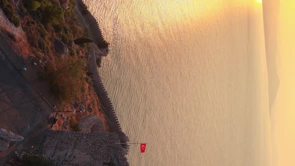 Vertical Video Alanya Castle  Alanya Kalesi Aerial View