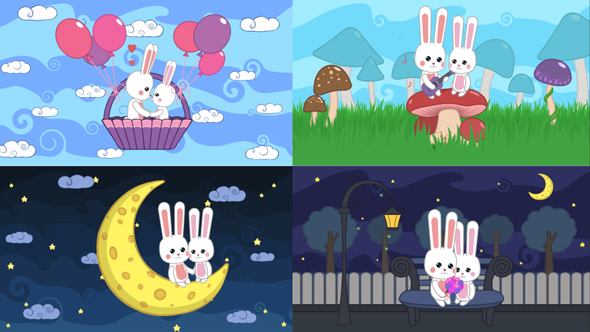 Bunny Love Cartoon Backgrounds