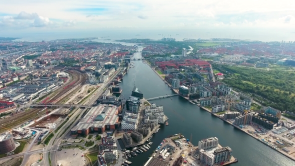 City Aerial View Over Copenhagen