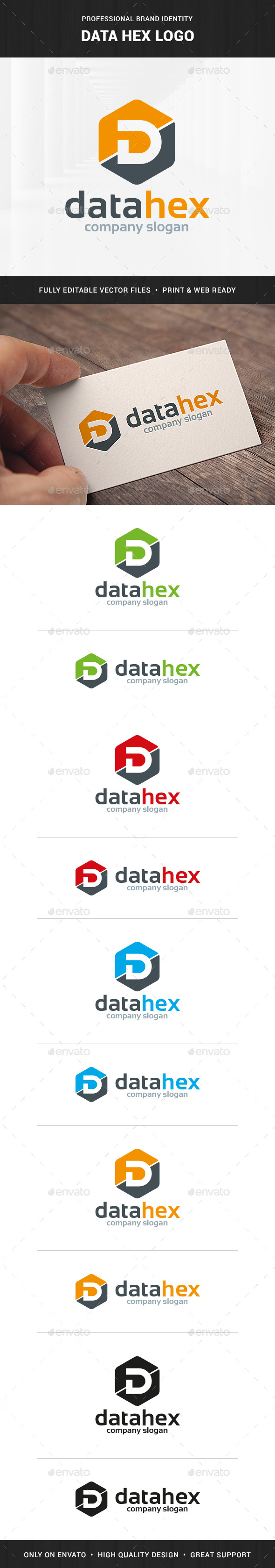 Data Hex - Letter D Logo