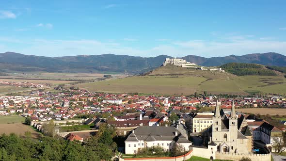 Aerial view of the town of Spisske Podhradie in Slovakia