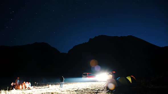 Camping at night and beautiful timelapse