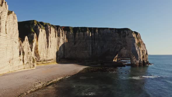 Natural Rocks on the Banks of the English Channel Forming Natural Arch Etretat