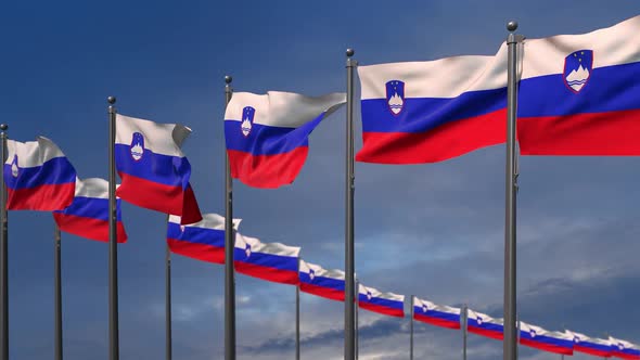 The Slovenia Flags Waving In The Wind  2K