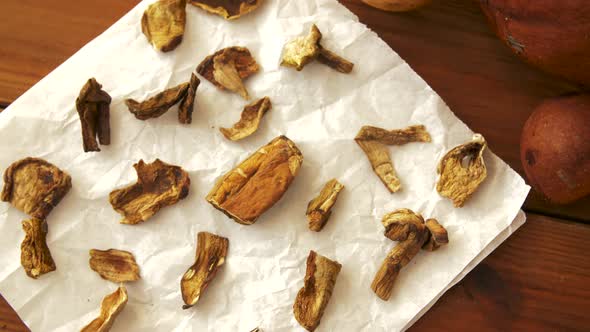 Dried Mushrooms on Baking Paper 1