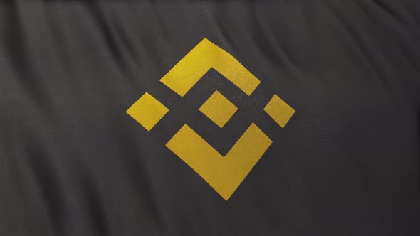 BNB Binance Coin icon logo on full-frame grey flag loop banner background