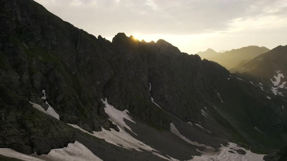 Aerial Flight Footage Over Peaks Epic Panorama Nature Success Summit Top Peak