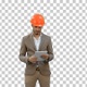 Young architect in helmet holding tablet, Alpha Channel - VideoHive Item for Sale