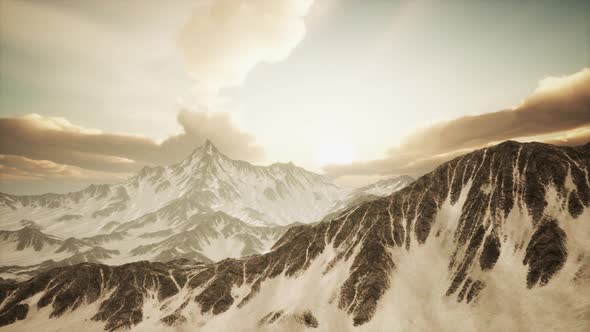 Rays of Sunset on the Tops of the Mountains