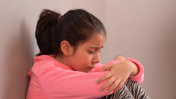 Unhappy and lonely little boy. alt