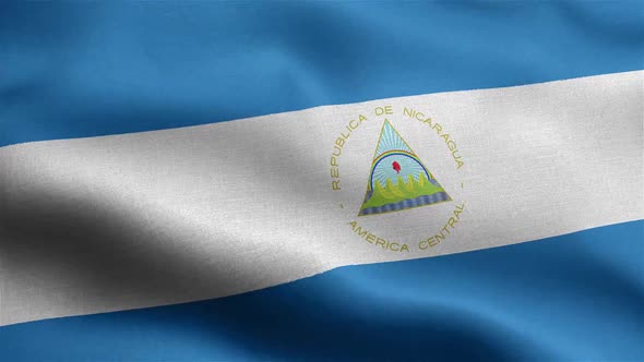 Nicaragua Flag Seamless Closeup Waving Animation