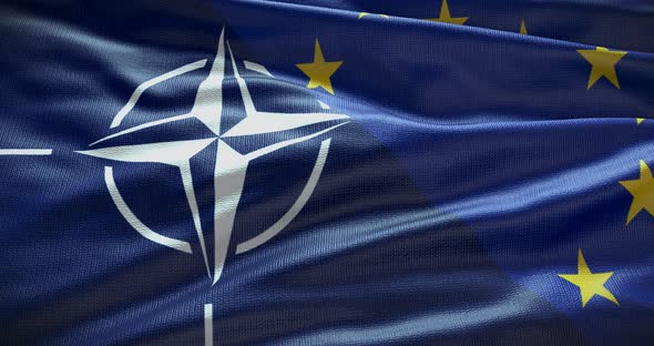 Nato and EU waving flag animation looped