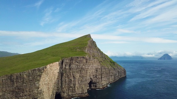 Breathtaking nature. Beautiful rocks of the Faroe Islands in the Atlantic Ocean.