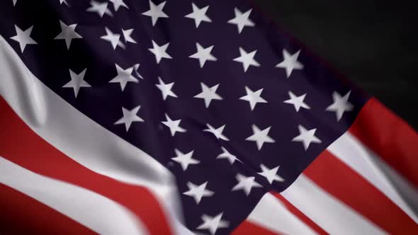 US Flag Waving in Wind on Independence Day in America