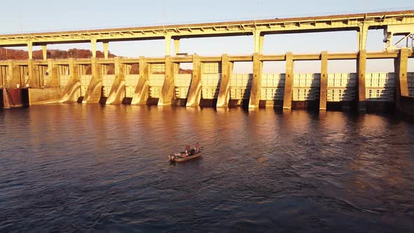 Recreational fishing below the Chickamauga Hydroelectric Dam and the Wilkes T Thrasher Bridge.