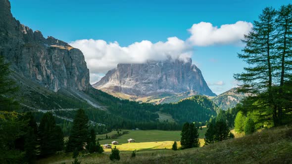 Time Lapse  Dolomites Langkofel Italy Landscape