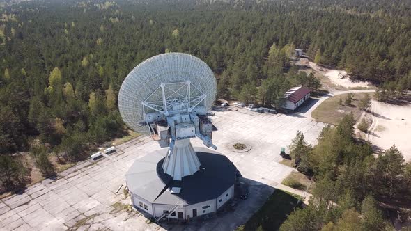 Radio telescope antenna aerial view