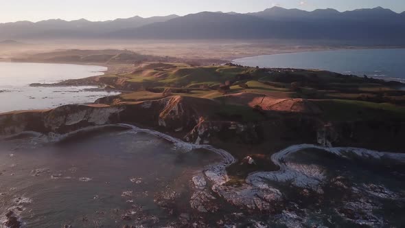 Sunset near Kaikoura in New Zealand